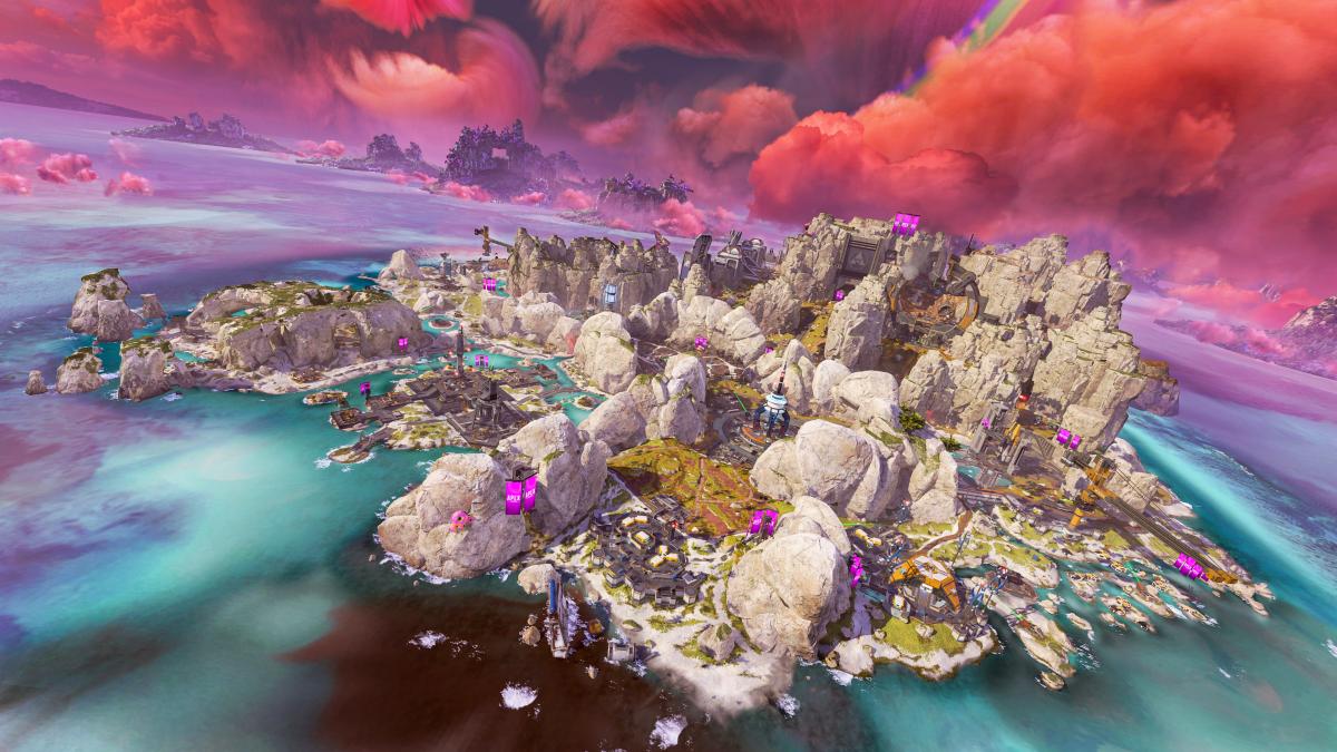 Overall view of the Storm Point map in Apex Legends Season 19: Ignite.
